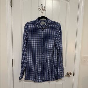 Nordstrom Blue Plaid Cotton Button-Down Shirt
